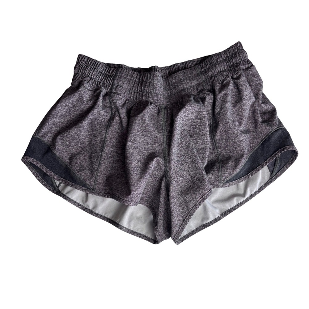 Lululemon Tracker Short V 4 Heathered Charcoal Gray Running Shorts Womens 8